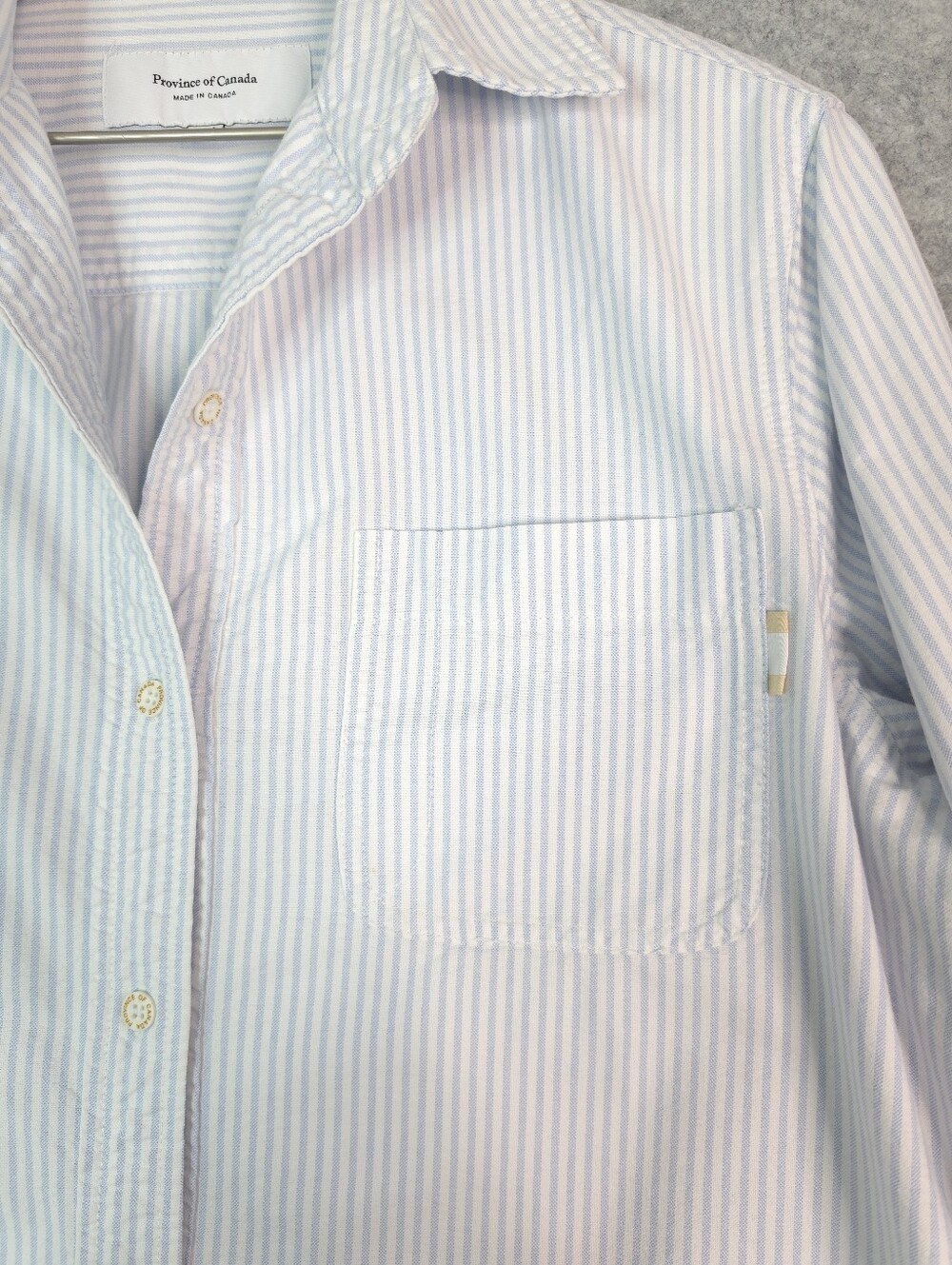 Province Of Canada Oxford Light Blue & White Stripe Button-Up Shirt Dress - Picture 4 of 11
